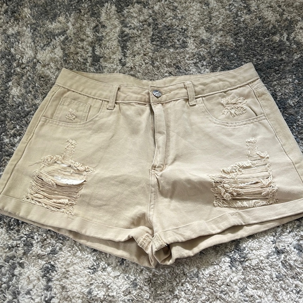 Khaki Women’s shorts, SHEIN L